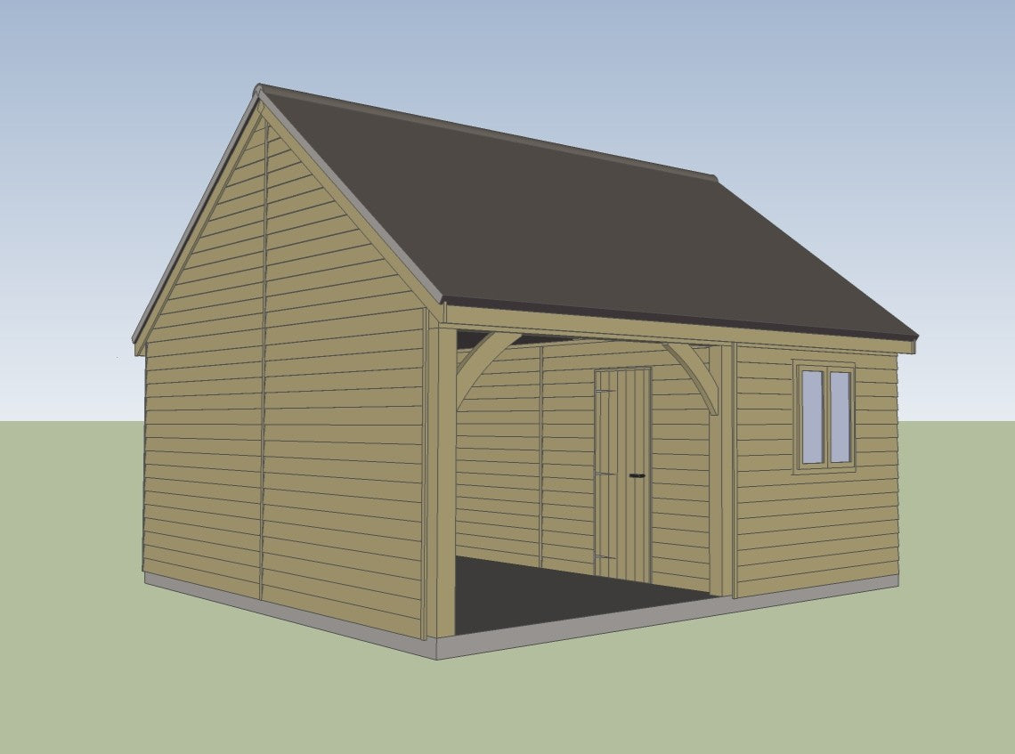 3.0m x 5.4m 1 bay Timber Carriage House Kit with 2.4m x 5.4m attached Workshop