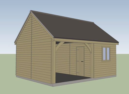 3.0m x 4.8m 1 bay Timber Carriage House Kit with 2.4m x 4.8m attached Workshop