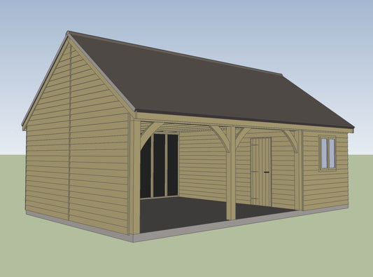 5.4m x 5.4m 2 bay Timber Carriage House Kit with 2.4m x 5.4m attached Workshop