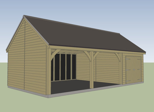 6.0m x 4.8m 2 bay Timber Carriage House Kit with 3.0m x 4.8m Attached Garage