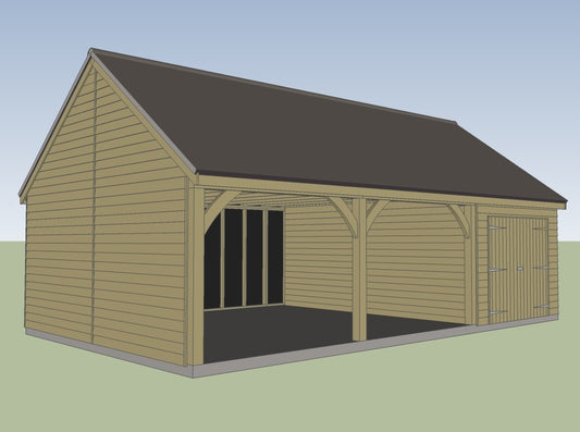 6.0m x 5.4m 2 bay Timber Carriage House Kit with 3.0m x 5.4m attached Garage
